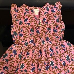 J. Crew Pink Dress with Blue and Brown Floral Pattern